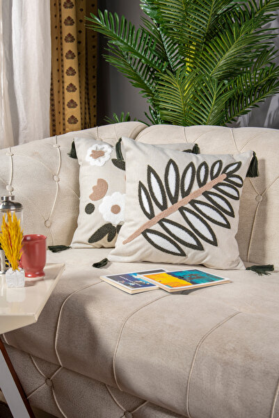 Bade Design 2li Punch Nakışlı Kırlent Kılıfı Yastık Klıfı Çok Tercih Edilen