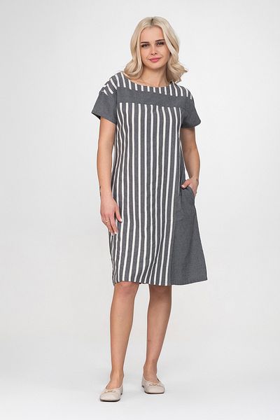Bold & Young Rochie de damă cu buzunare, în dungi, din țesătură simplă, din bumbac, cu fantă
