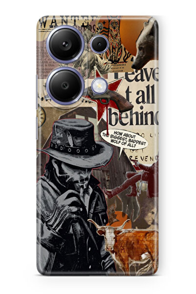 moonset Xiaomi Redmi Note 13 Pro 4G Uyumlu Kovboy Tasarımlı Baskılı Şeffaf Te...