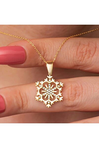 Gumush Gümüş Gold Kar Tanesi Kadın Kolye
