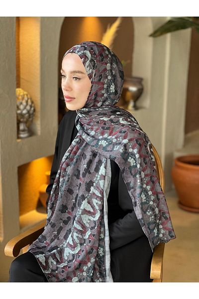 Modakaşmir Şal din bambus cu model în zig-zag abstract