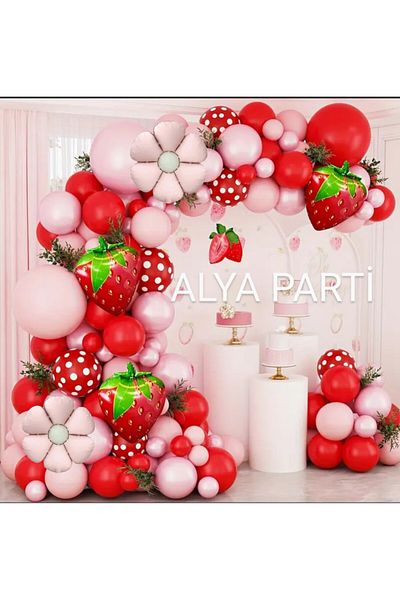 ALYA Σετ γενεθλίων PARTY LED συχνό σχέδιο φράουλα και ροζ μαργαρίτα Σετ γενεθλίων