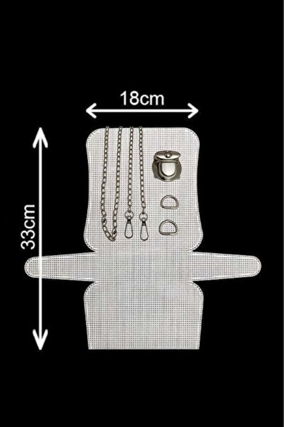 Eyfel 33x18 cm Küçük Boy Siyah Çanta Kanvası - nikel gümüş Aksesuarlı Set" iğ...