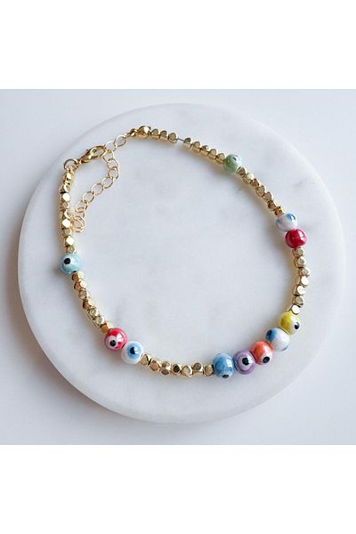 Venus Design Colorful Bead Evil Eye Anklet