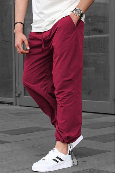 Madmext Herren-Fallschirmhose 6504 – Weinrot, reguläre Passform