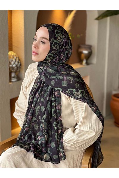 Modakaşmir Abstract Zigzag Pattern Bamboo Shawl