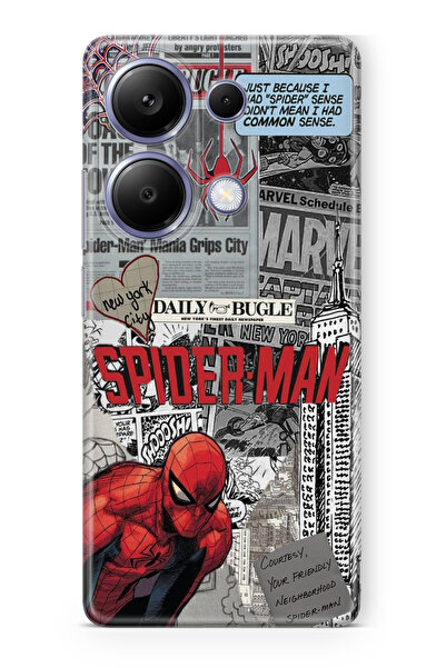moonset Xiaomi Redmi Note 13 Pro 4G Uyumlu Örümcek Kolaj Tasarımlı Baskılı Şe...