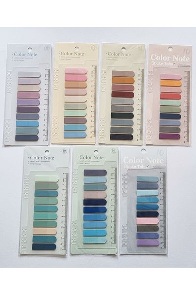 Modellino 7 Pack Adhesive Clear Finger Postit Markers with Ruler 70 Colors X 20 Total 1400 Pieces