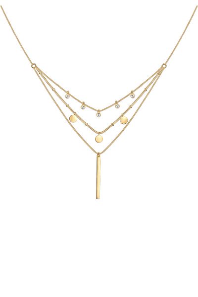 ELLI Necklace Ladies Layer Geo Bar With Crystals In 925 Sterling Silver