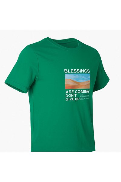 trender Blessings Print Green Men's T-Shirt