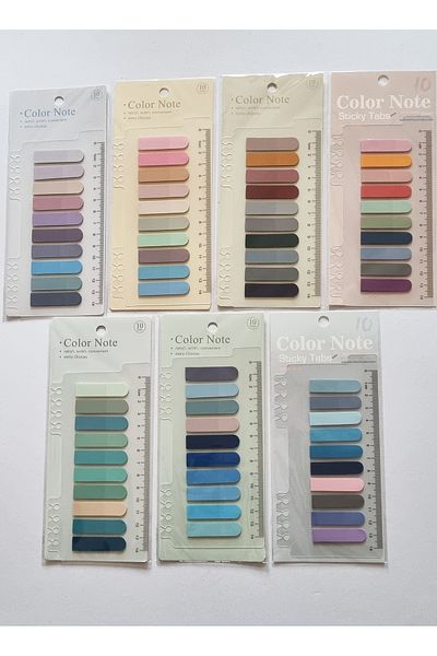 Modellino 7 Pack Adhesive Clear Finger Postit Markers with Ruler 70 Colors X 20 Total 1400 Pieces