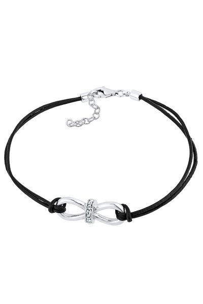 ELLI Bratara dama piele Infinity cu cristale din argint 925