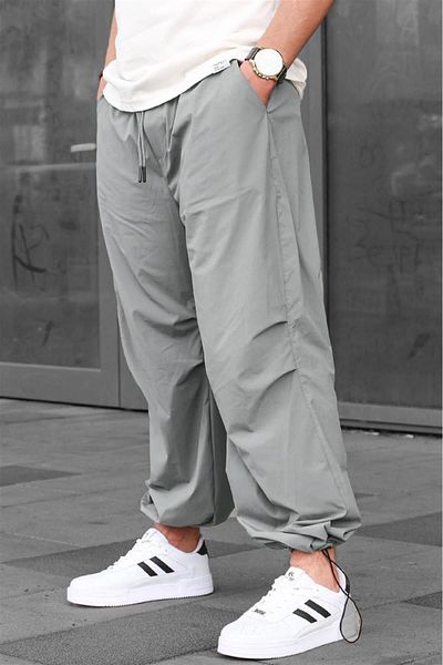 Madmext Grau lackierte Herren-Fallschirmhose mit normaler Passform 6504