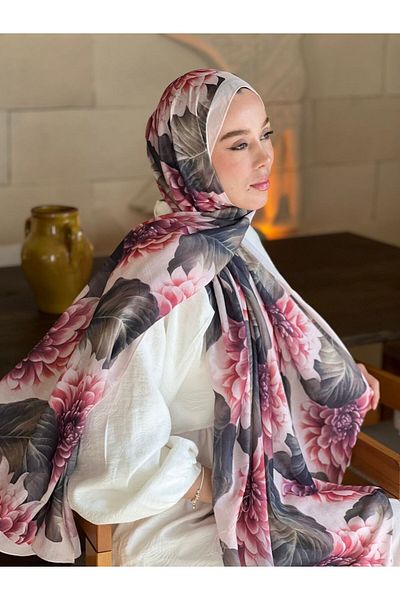 Modakaşmir Şal Lina cu model de hortensie