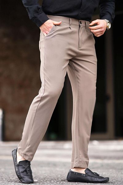 Madmext Herrenhose in Nerzfarbe, Regular Fit, gerader Schnitt, Seitentaschen 6540