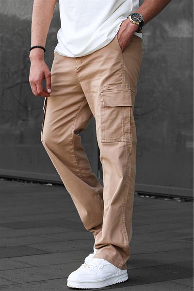 Madmext Camel Men's Cargo Pocket Baggy Pants 6811