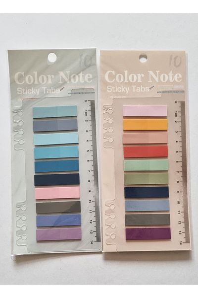 Modellino 2 Pack Adhesive Clear Cornered Finger Postit Flags with Ruler 20 Colors X 20 Total 400 Pieces