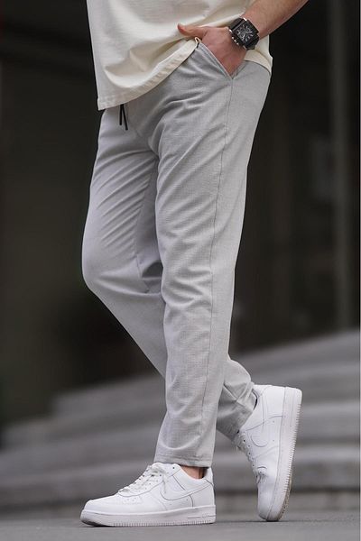 Madmext Gray Straight Leg Men's Trousers 6535