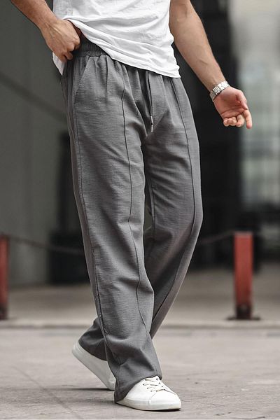 Madmext Smoked Herren Bequem geschnittene Leinenhose 6539