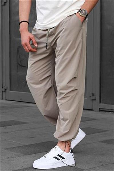 Madmext Ανδρικό παντελόνι αλεξίπτωτου μπεζ Regular Fit 6504