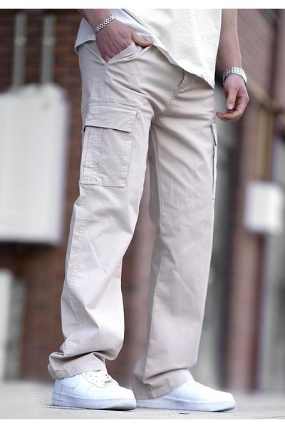 Madmext Ανδρικό μπεζ Cargo Pocket Baggy Pants 6811