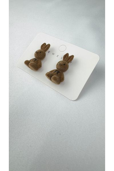 lilith accesuary Special Design, Plush Rabbit Earrings, Couple Earrings, Light Coffee Earrings, Gift Wrapped