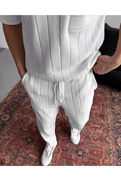 viperkombin Summer Two-Piece Set with Reported Ottoman Fabric T-Shirt and Pants