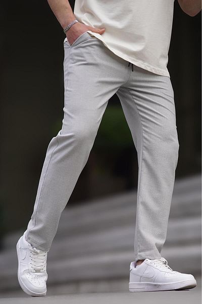 Madmext Gray Straight Leg Men's Trousers 6535