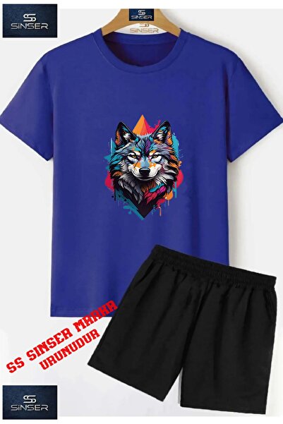SS SİNSER Tricou cu gât rotund cu imprimeu special „WOLF PAINTED ON THE BACK“...