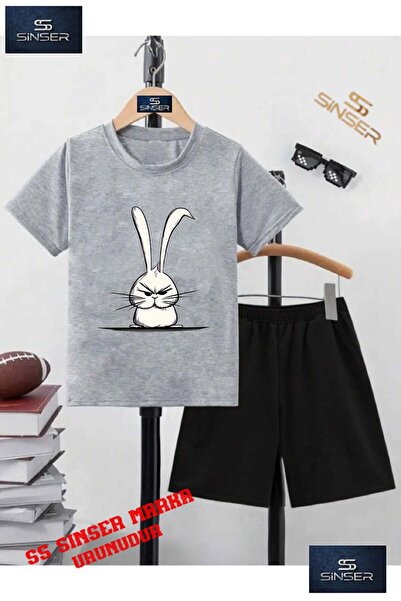 SS SİNSER Παιδικό μπλουζάκι με στρογγυλή λαιμόκοψη και στάμπα "ANGRY BUNNY" -...