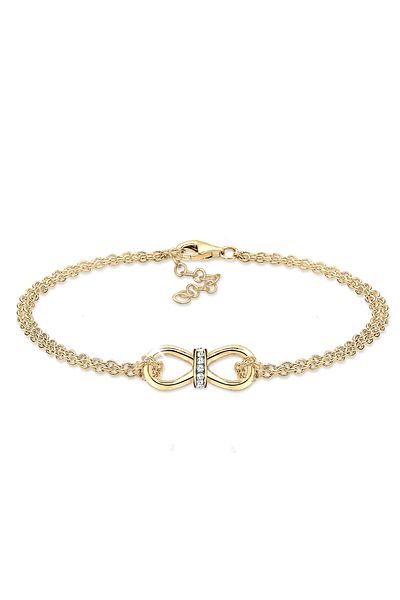 ELLI Armband Damen Infinity mit Kristallen in 925 Sterling Silber vergoldet