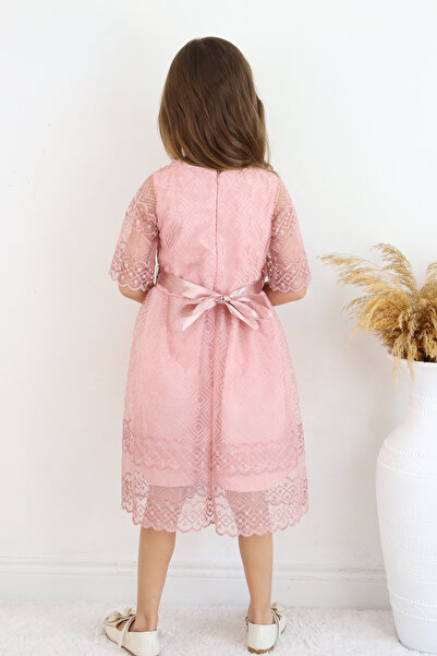 FESSHERA 💜   Σετ φόρεμα με δαντέλα με μαργαριτάρια για κορίτσια (περιλαμβάνεται τσάντα + ζώνη) 💜