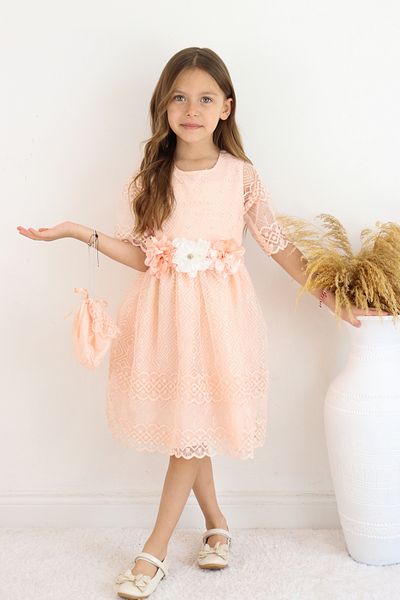 FESSHERA 💜   Girl's Special Design Pearls Lace Dress Set (Bag + Belt Included) 💜