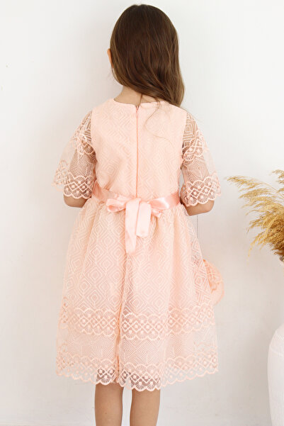 FESSHERA 💜 Girl's Special Design Pearls Lace Dress Set (Bag + Belt Included) 💜