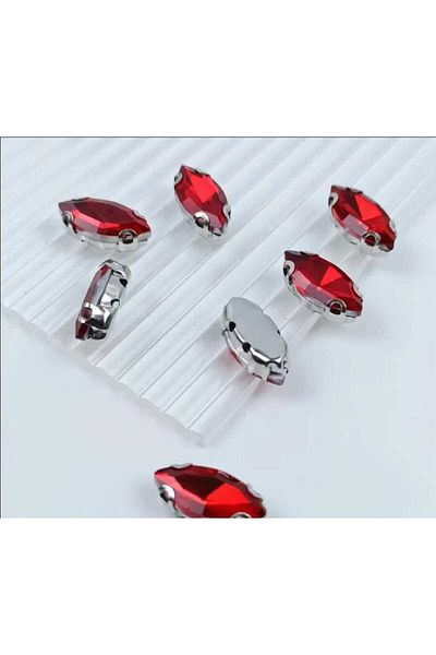 yiğit aksesuar 9X18 (1.8 cm) 20 Pieces Red Case Strut Shuttle Glass Stone