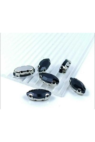 yiğit aksesuar 9X18 (1.8 cm) 20 Pieces Black Case Strut Shuttle Glass Stone