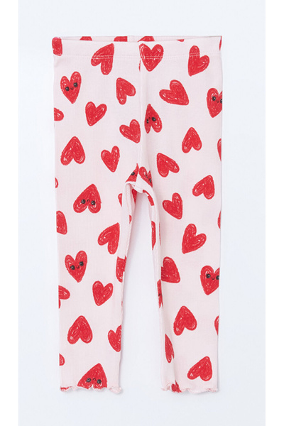 LC Waikiki Lcw Baby Pink Heart Printed Baby Girl Pajama Set