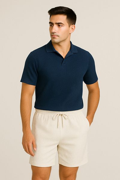DWN WEAR Ottoman Lyc Fabric Summer Lycra Men's T-Shirt Shorts Set
