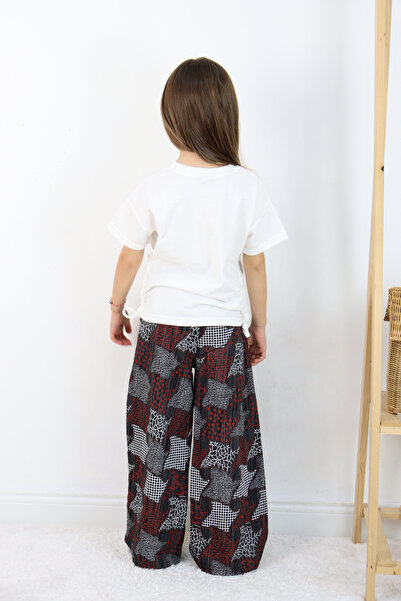 FESSHERA Girls'''Love Yourself'' Printed T-Shirt and Geometric Ethnic Pattern Wide Leg Pants Set