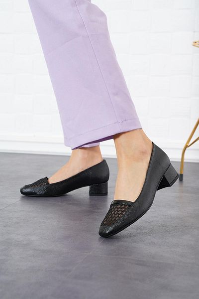 Moda Pie Pantofi cu toc de damă Realh din tul în față, negru Nova