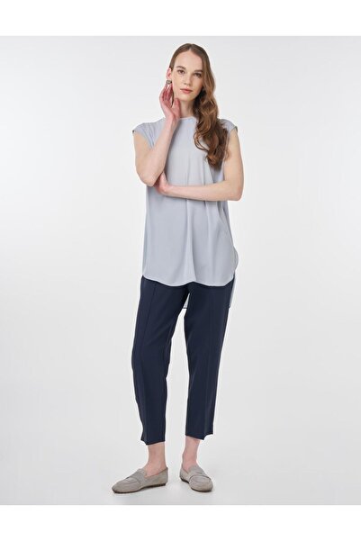 Kayra Crew Neck Basic T-Shirt Light Blue