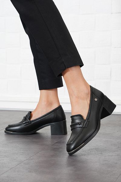 Moda Pie Terena Black Belted Classic Women's Heeled Shoes - Dolce