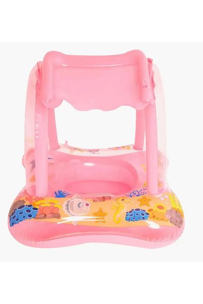 Choice For 0-5age Pink1 Baby Swimming Float With Sun Canopy Toddler Inflatable Swim Ring Pool Toys For 0-5y