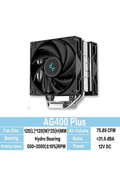 Choice لا يوجد RGB كما هو موضح في AG400 Plus DeepCool AG400 Plus 4 أنابيب حرارية ومروحة مزدوجة 220 واط ومبرد وحدة المعالجة المركزية 120 مم ومروحة تبريد الهواء