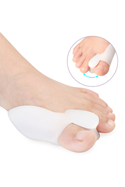 Choice1 أبيض - قطعتان من Pexmen 2/4/8 قطع جل فاصل إصبع القدم الكبير مصحح الورم لتخفيف الألم وإبهام القدم الأروح المستقيم