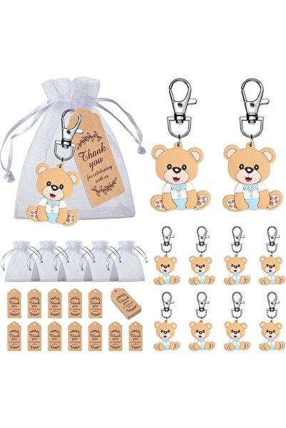 Choice1 20pcs Blue Bear 10/20pcs Baby Shower Souvenirs Gift Bear Keychain wit...