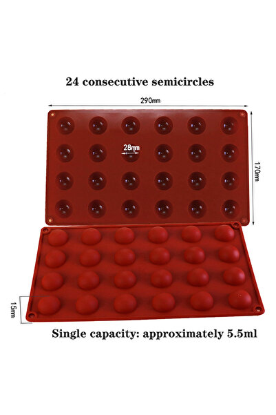 Choice 24 قالب كيك سيليكون نصف دائري، أداة خبز كعكة القمر، كرة الشوكولاتة