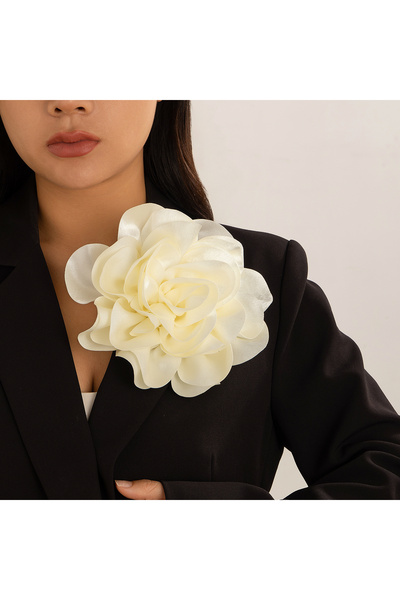 Choice دبوس زهرة ورد كبيرة من KunJoe مقاس 19.5 سم للنساء، دبوس أنيق من قماش الساتان الملون لحفلات الزفاف