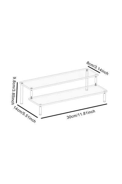 Choice 30x8cm 2 layer 1-4 Tier Acrylic Display Stand Durable Display Rack For Cupcake Perfume Doll Transpar