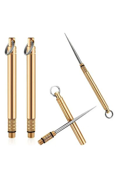 Choice 1PC Titanium Outdoor Portable Multifunctional Toothpick Bottle Fruit Fork Camping Tool Toothpick ...